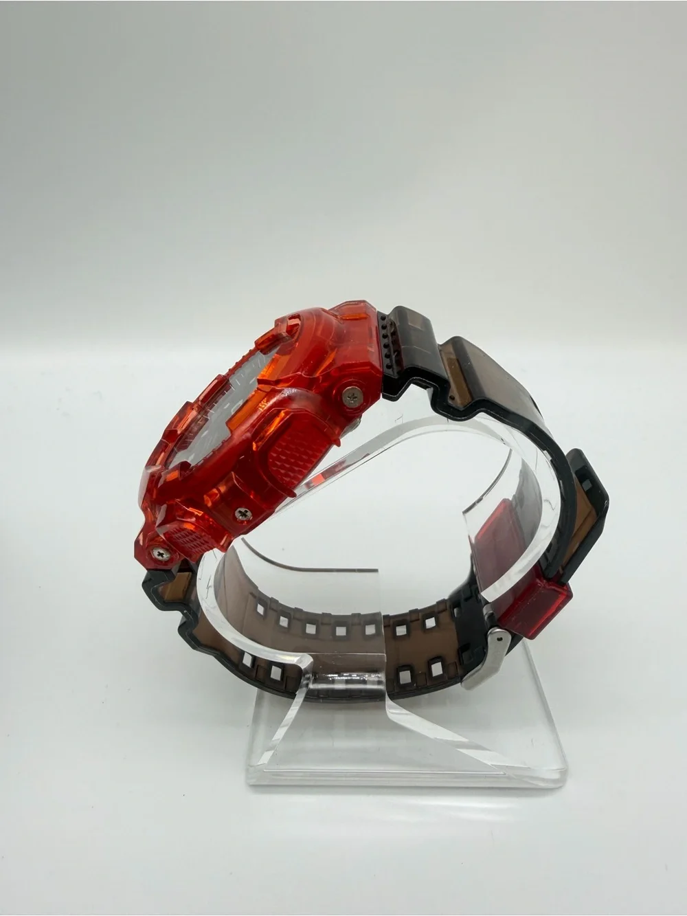 Custom Casio G-SHOCK GA-100 Black & Red Transparent Mod Watch “Cherry Bomb”